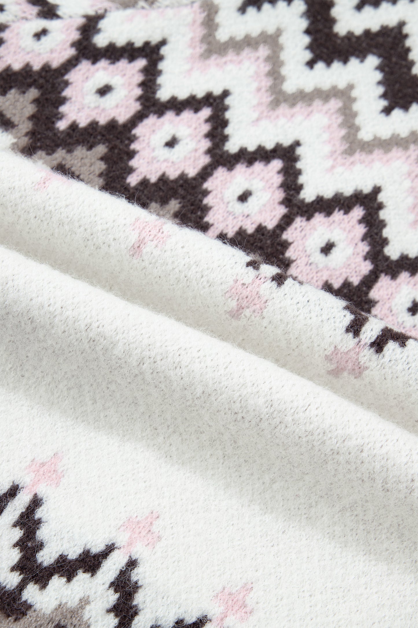 Geometric Fair Isle Brushed Knit Buttoned Cardigan
