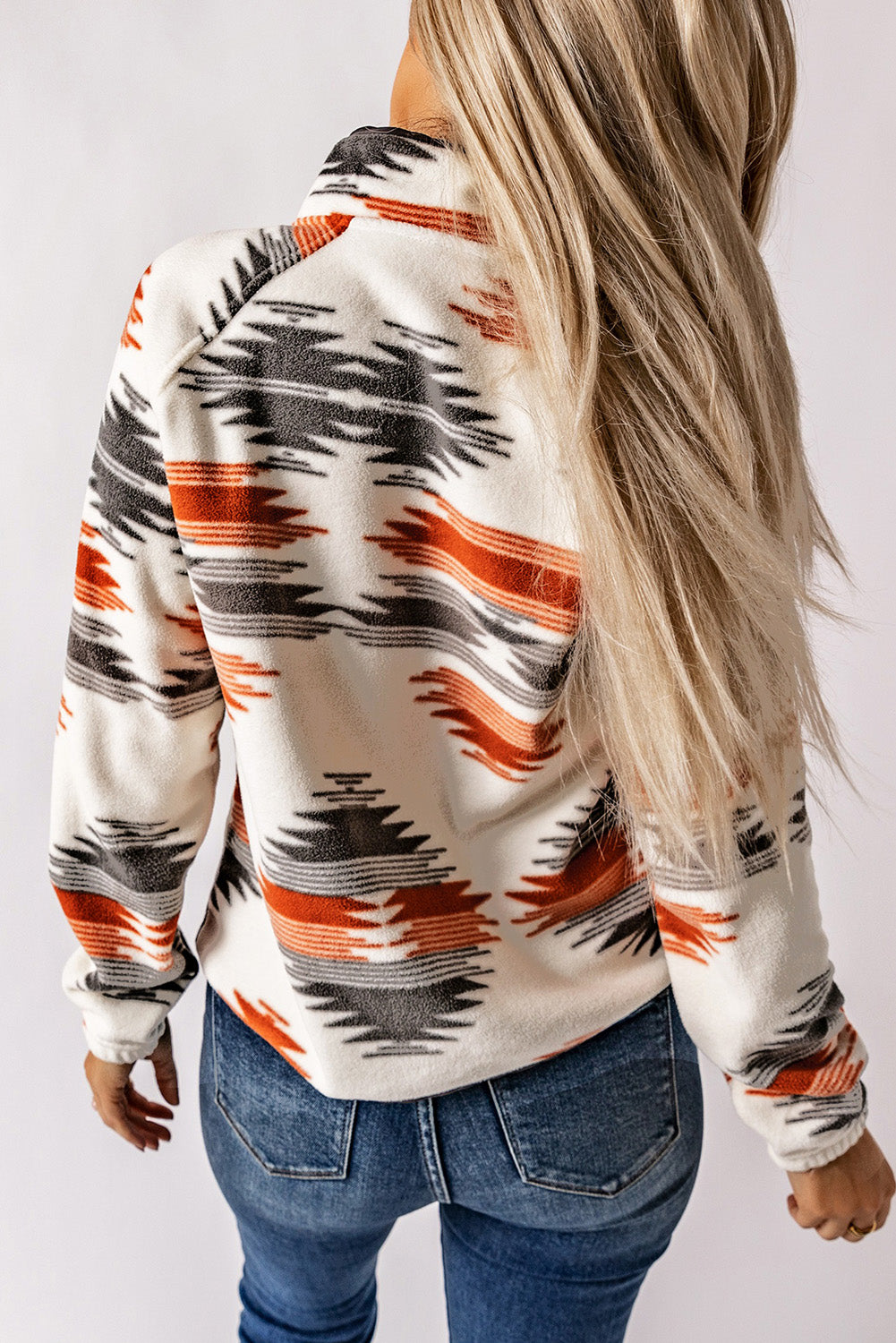 Aztec Fleece Snap Buttoned Jacket