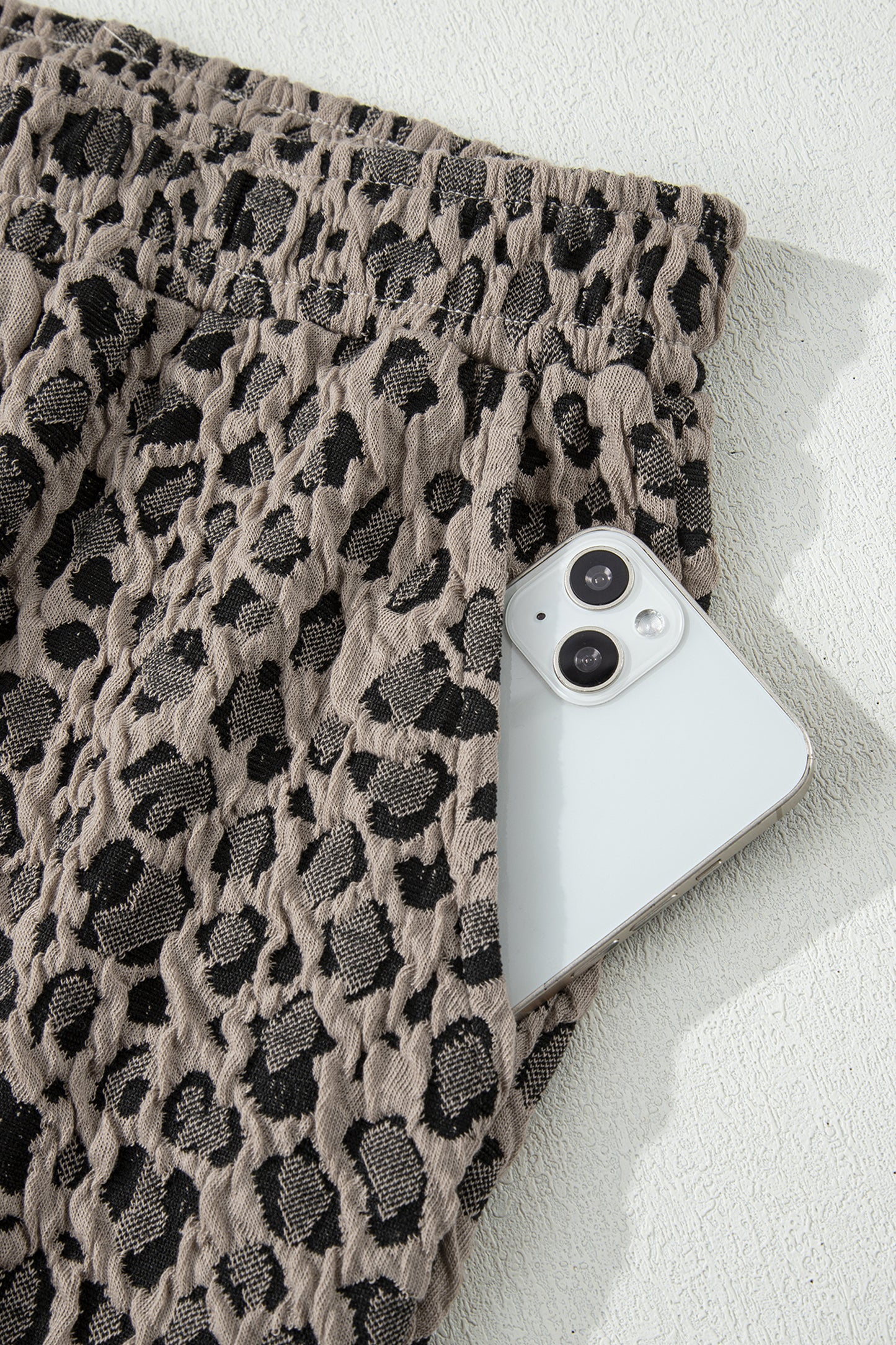 Leopard Textured Short Sleeve Jumper and Pants Set