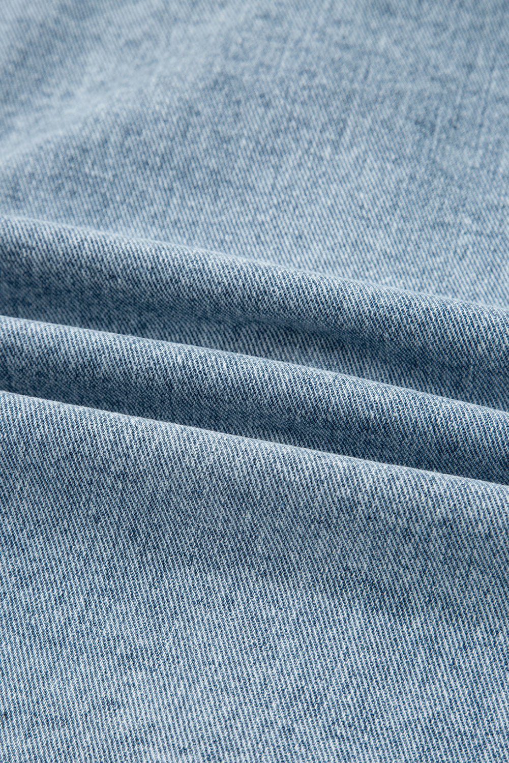 Solid Denim Scallop Collar Patch Pocket Buttoned Jacket