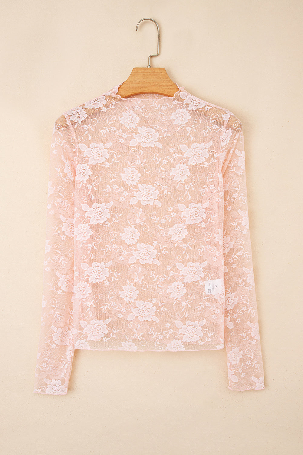 Floral Lace Sheer Mesh Long Sleeve Top