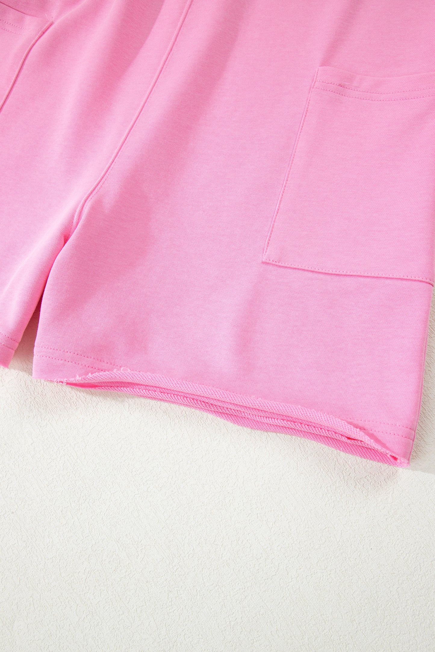 Solid Raw Edge Short Sleeve Pocketed Romper