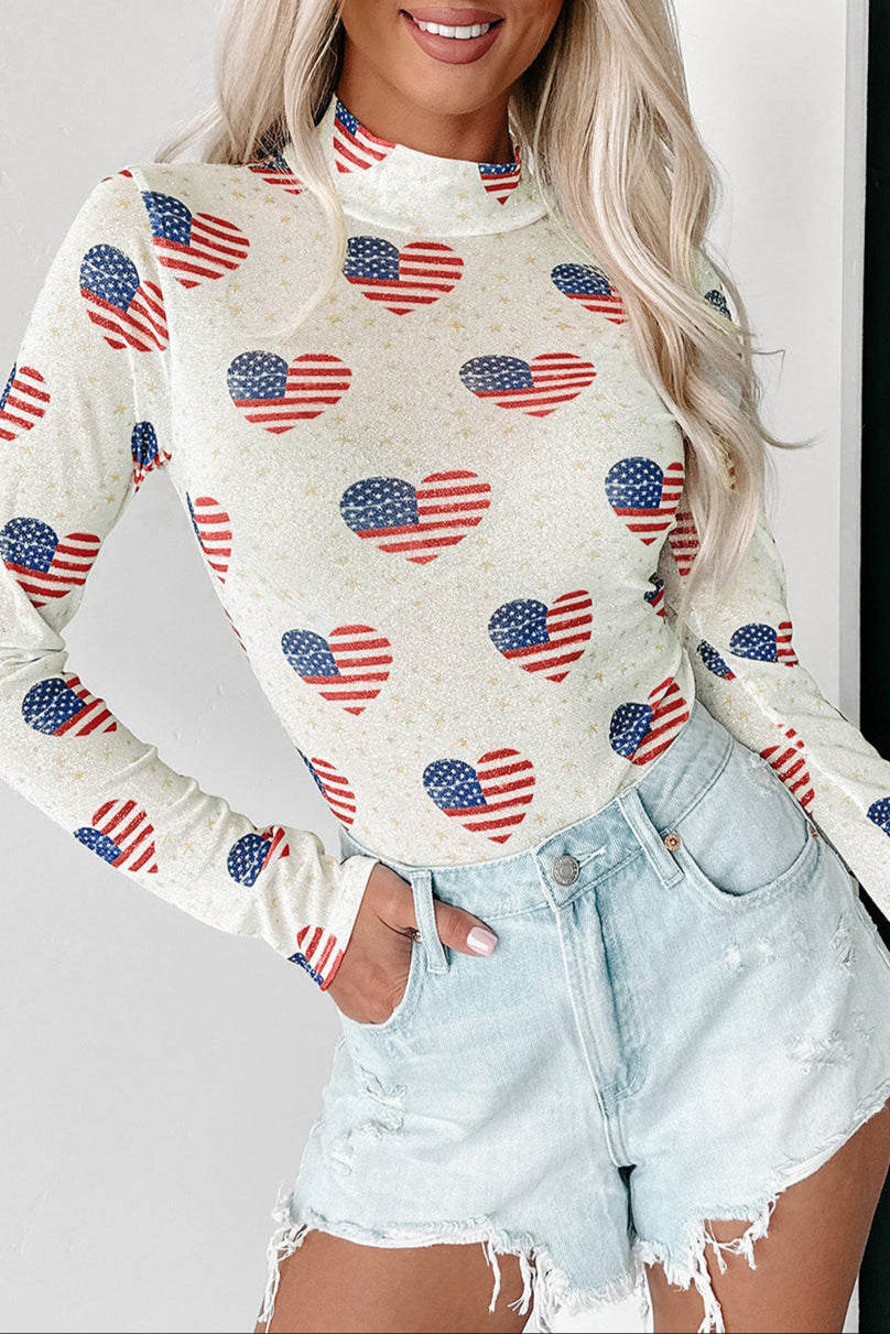 Americana Mesh Long Sleeve Bodysuit