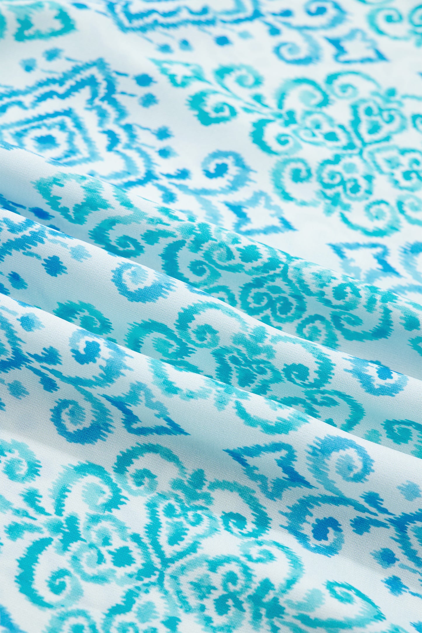 Boho Geometric Patchwork Ruffle Puff Sleeve Dress