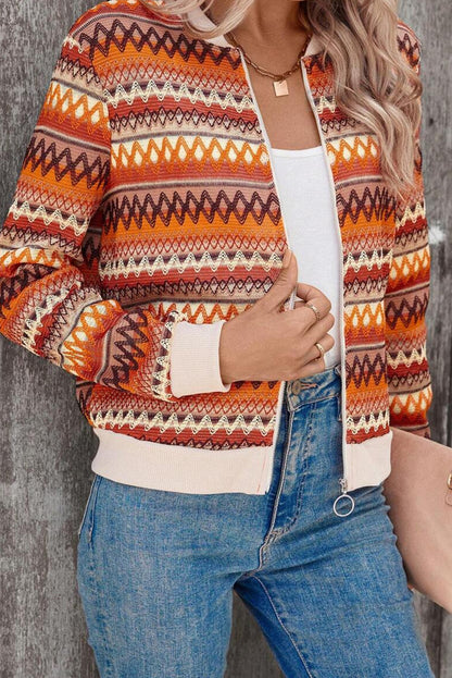 Boho Stripe Zip Up Jacket