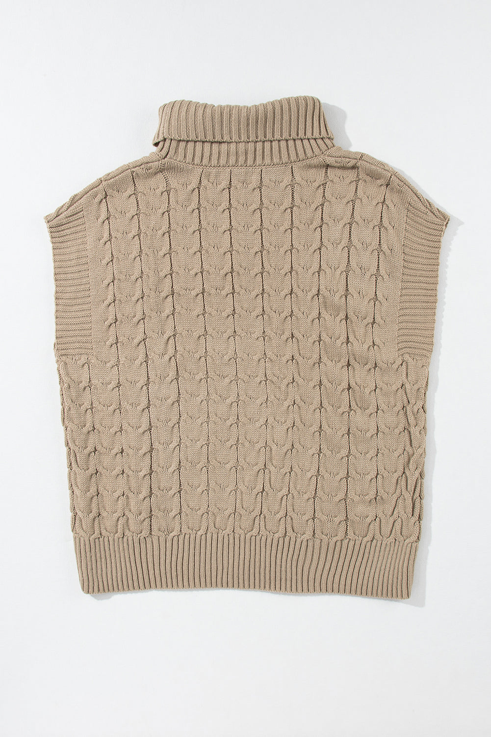 Cable Knit Turtleneck Batwing Short Sleeve Sweater