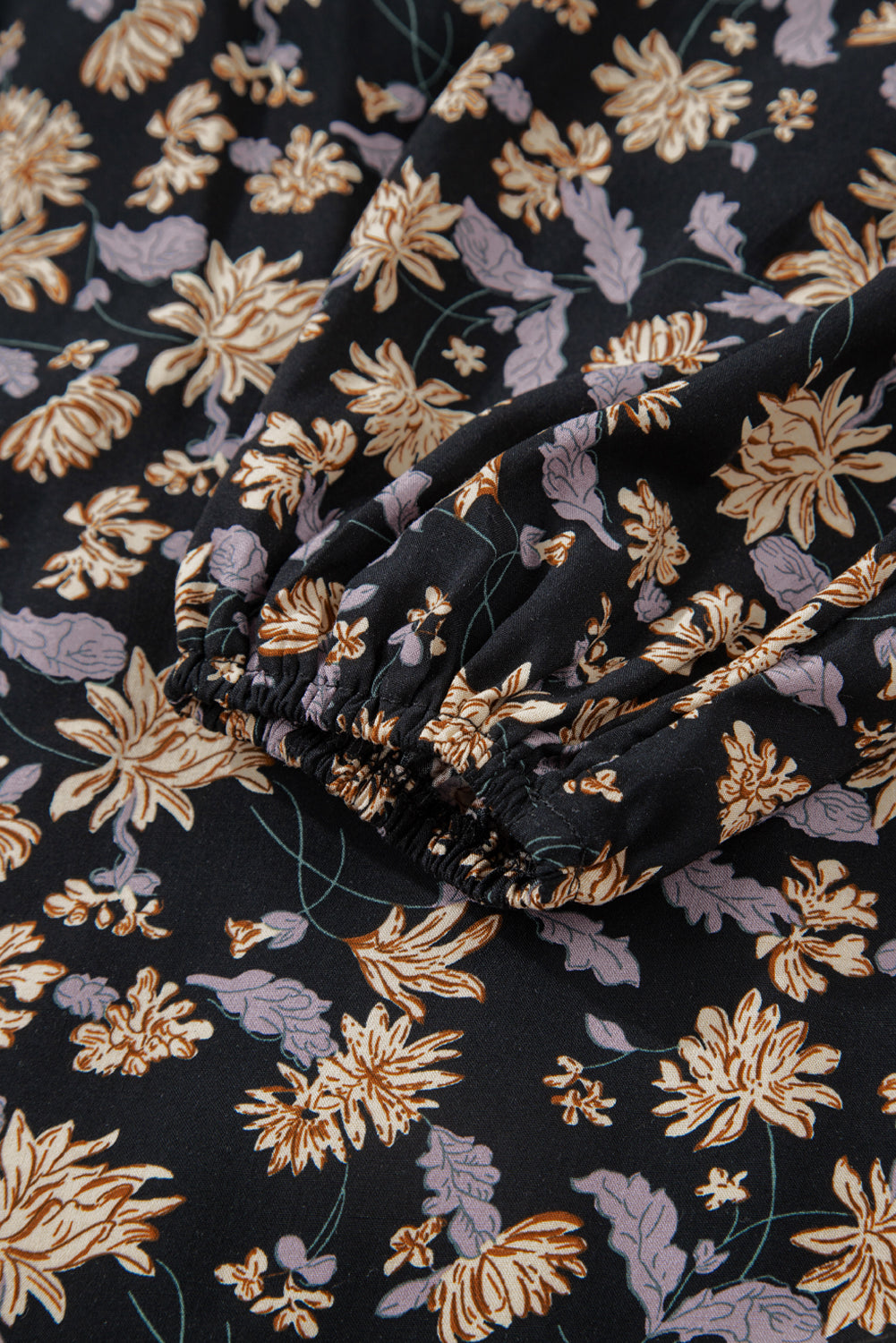 Floral Smocked V-Neck Bubble Sleeve Babydoll Dress