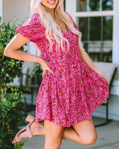 Floral Puff Sleeve Babydoll Dress