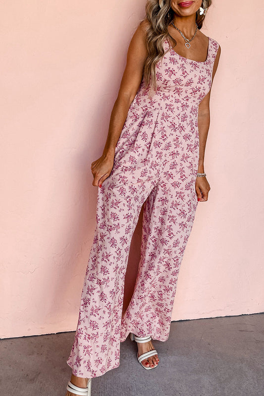 Floral Scoop Neck Sleeveless Jumpsuit