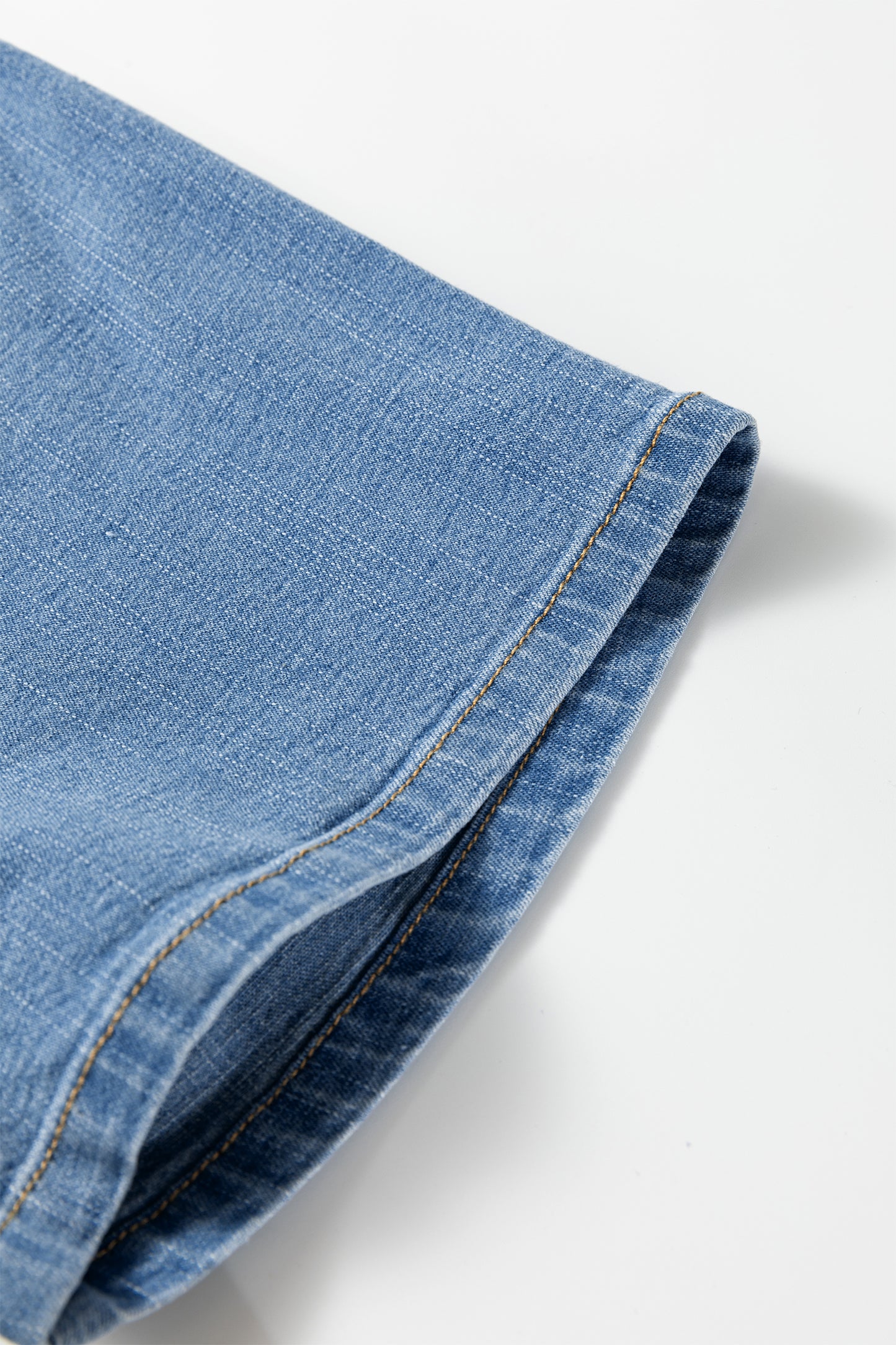 Denim Elastic Waist Short Sleeve Mini Dress