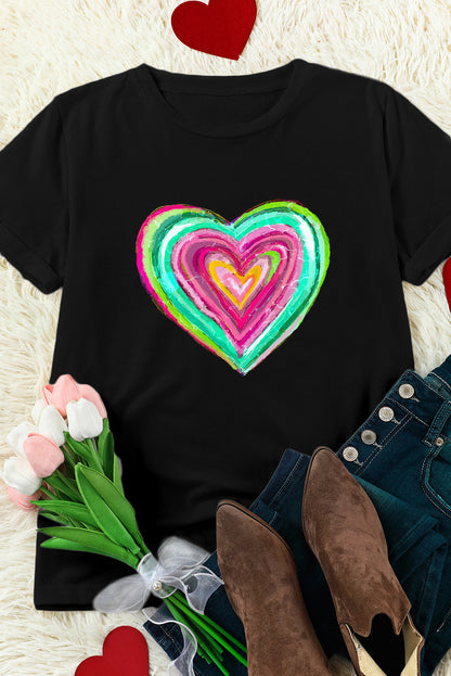 Heart Short Sleeve Crewneck T-Shirt