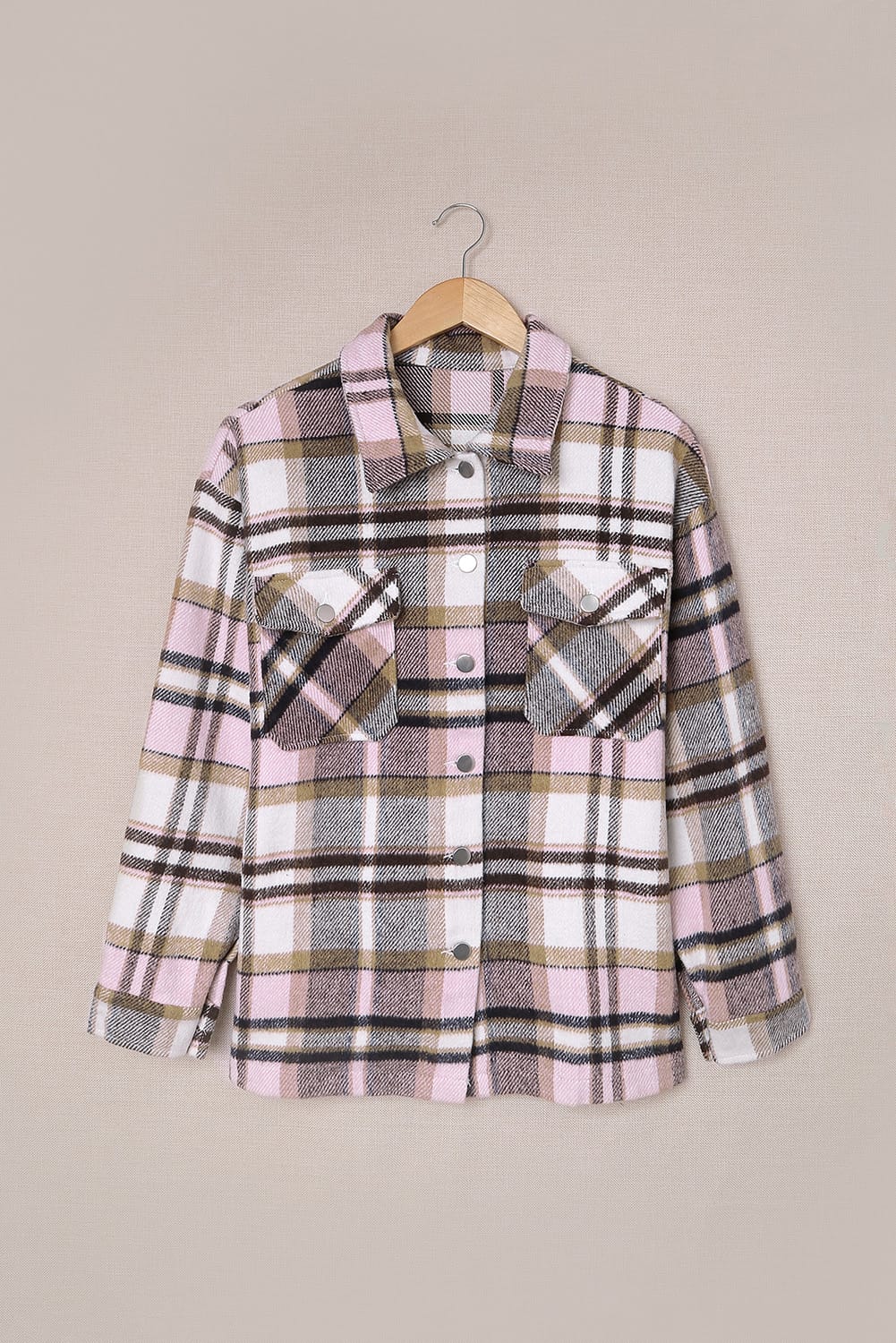 Plaid Button Front Pocketed Shacket