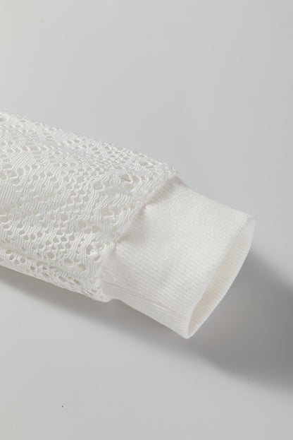 Stripe Textured Knit Lace Patchwork Long Sleeve Top