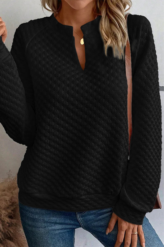 Quilted Raglan Long Sleeve Top