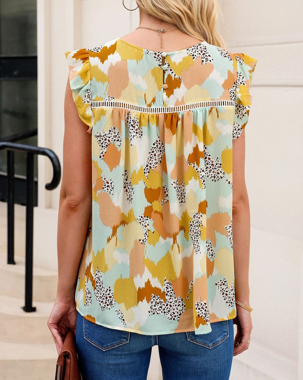 Abstract Flutter Sleeve Tank Top