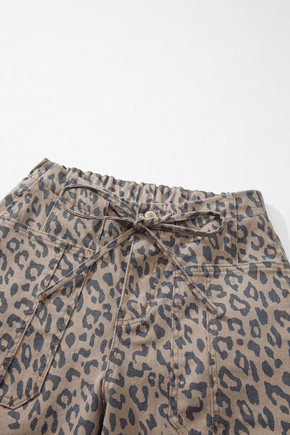 Camo & Leopard Denim Drawstring Waist Barrel Jeans