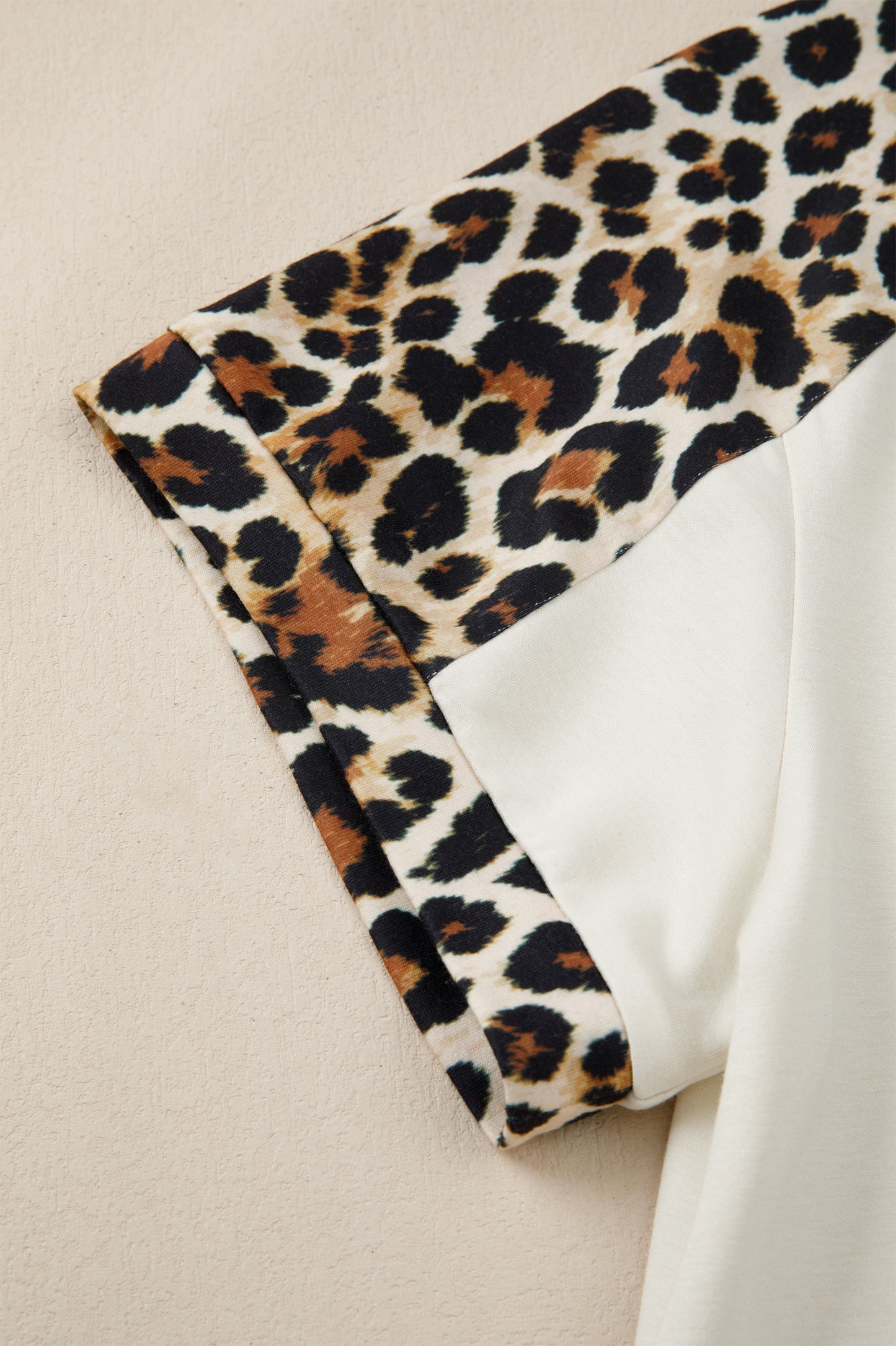 Leopard Patchwork Half Buttoned Short Sleeve Top