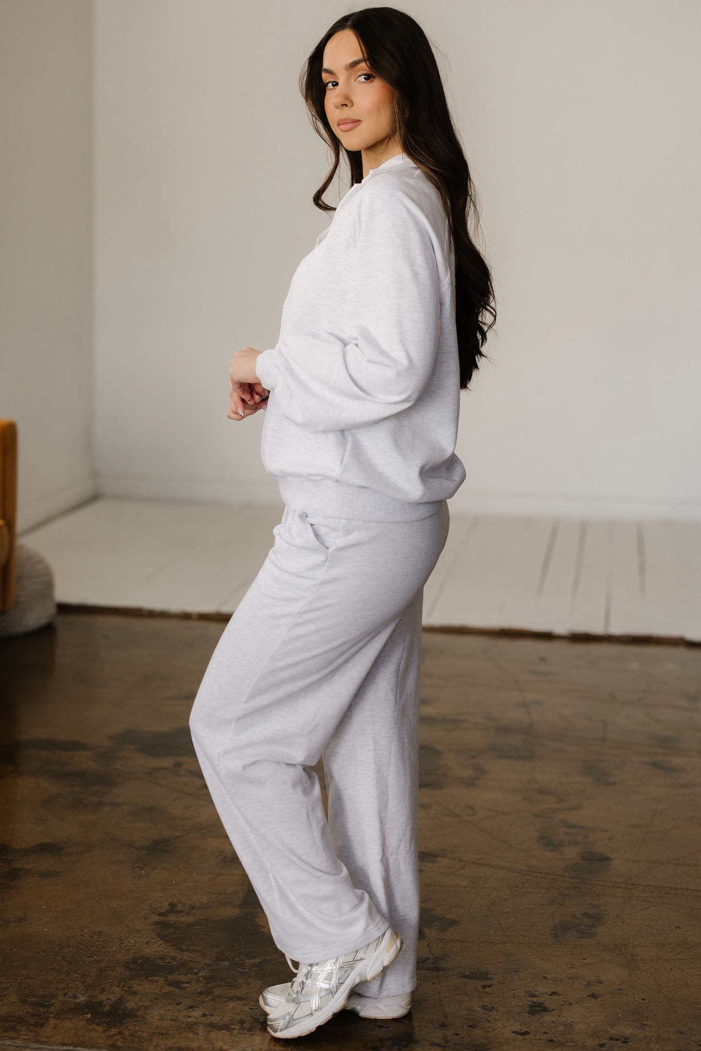 Solid V-Neck Pullover and Drawstring Sweatpants Set