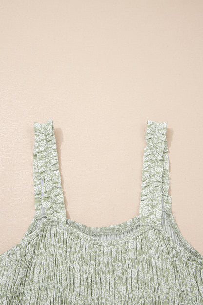 Floral Smocked Square Neck Sleeveless Jumpsuit