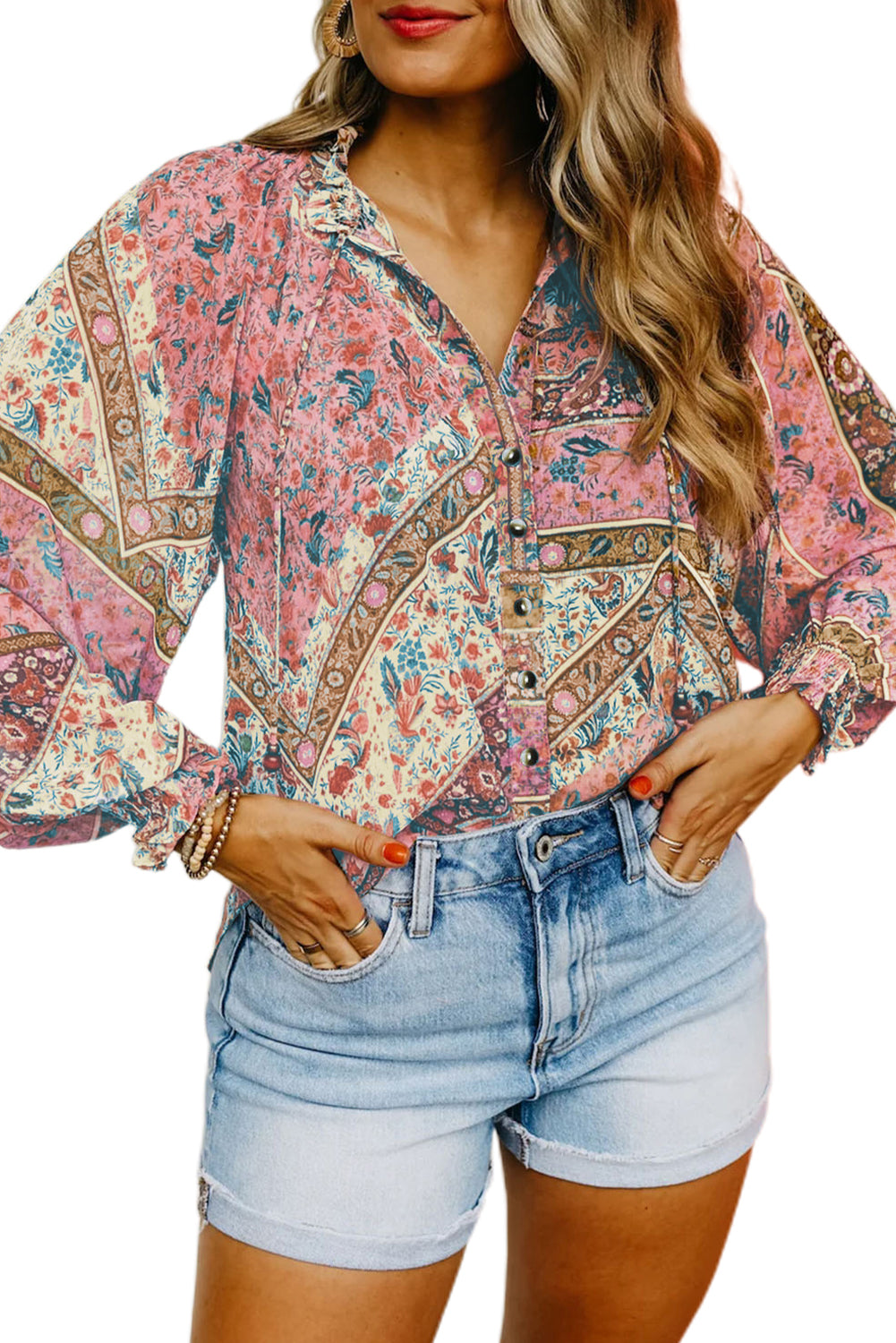 Vintage Floral Puff Sleeve Shirt