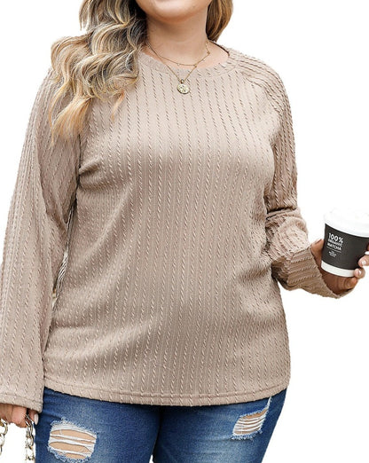 Ribbed Knit Crewneck Top Plus Size