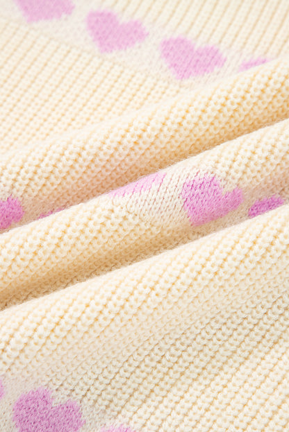 Valentine Heart Ribbed Knit Crewneck Sweater