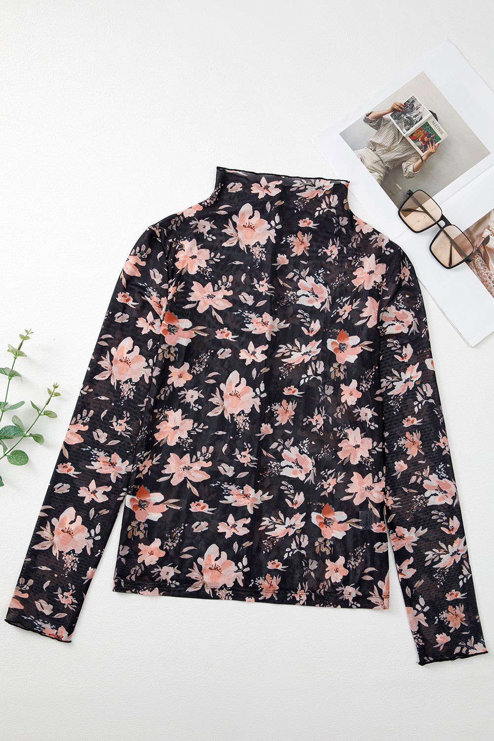 Floral Mesh Long Sleeve Top