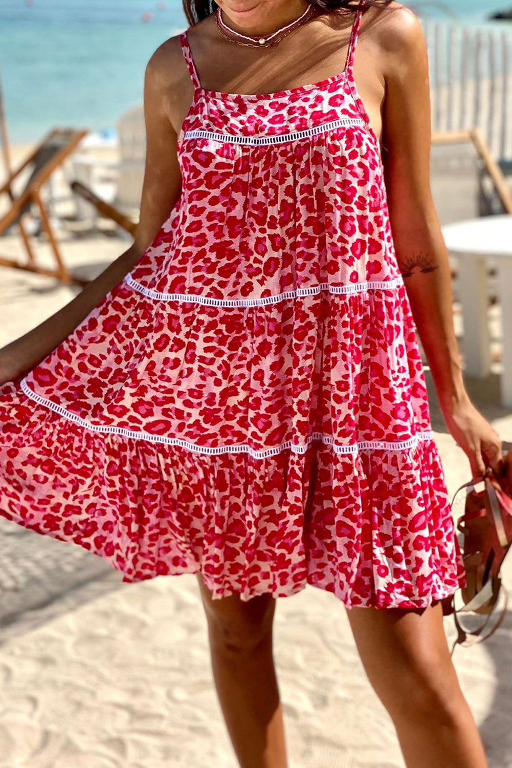 Leopard Spaghetti Strap Flared Sundress