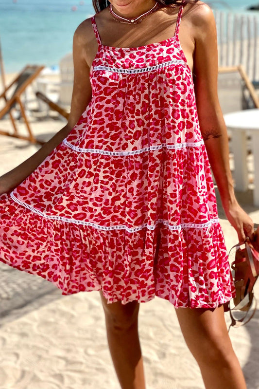 Leopard Spaghetti Strap Flared Sundress