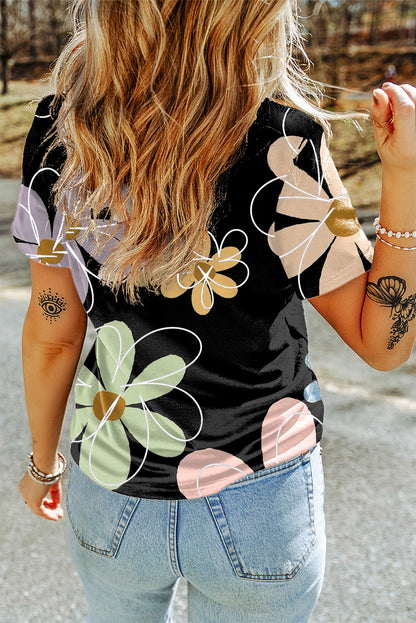 Floral Round Neck T-Shirt