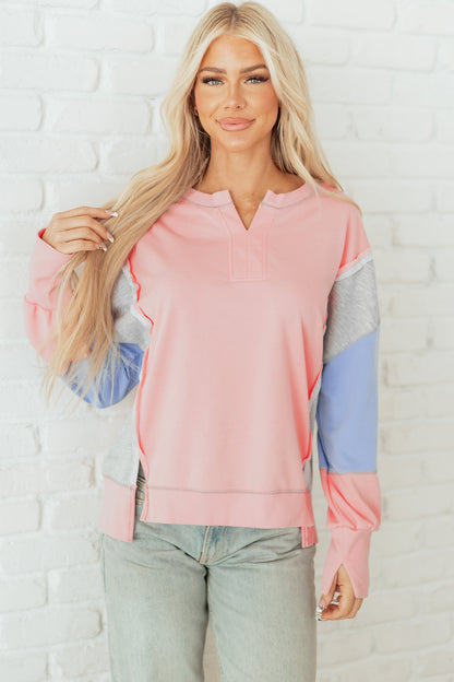 Colorblock Patchwork Reverse Seam Sweatshirt