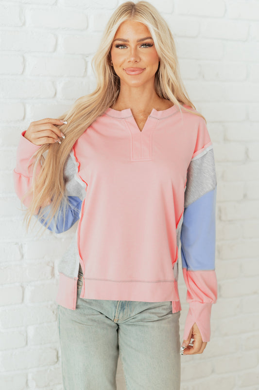 Colorblock Patchwork Reverse Seam Sweatshirt