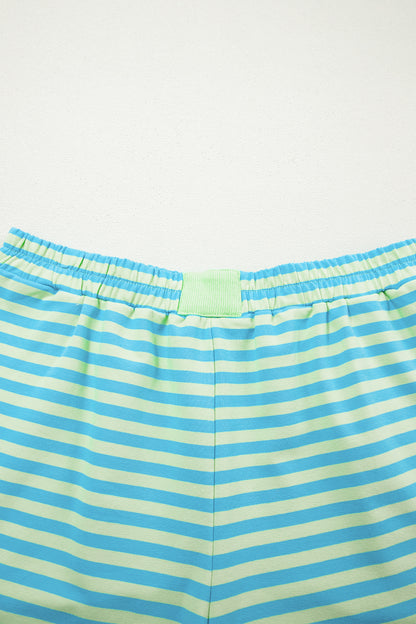 Stripe Colorblock Pullover & Pull-On Shorts Set
