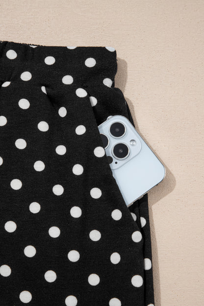 Polka Dot Drawstring Mini Skort