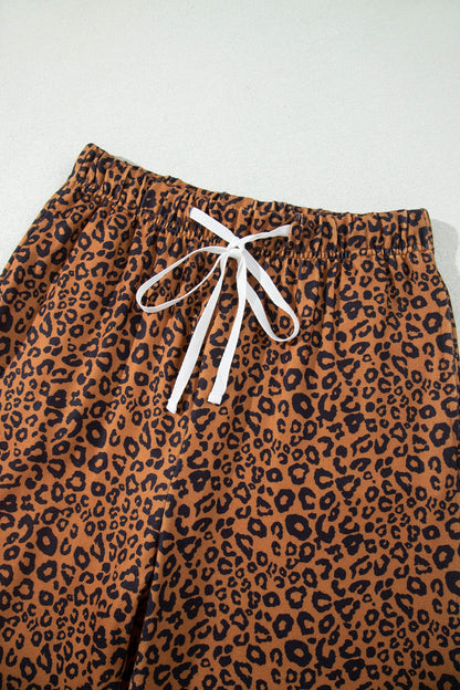 Leopard Long Sleeve Top & Drawstring Pants Set
