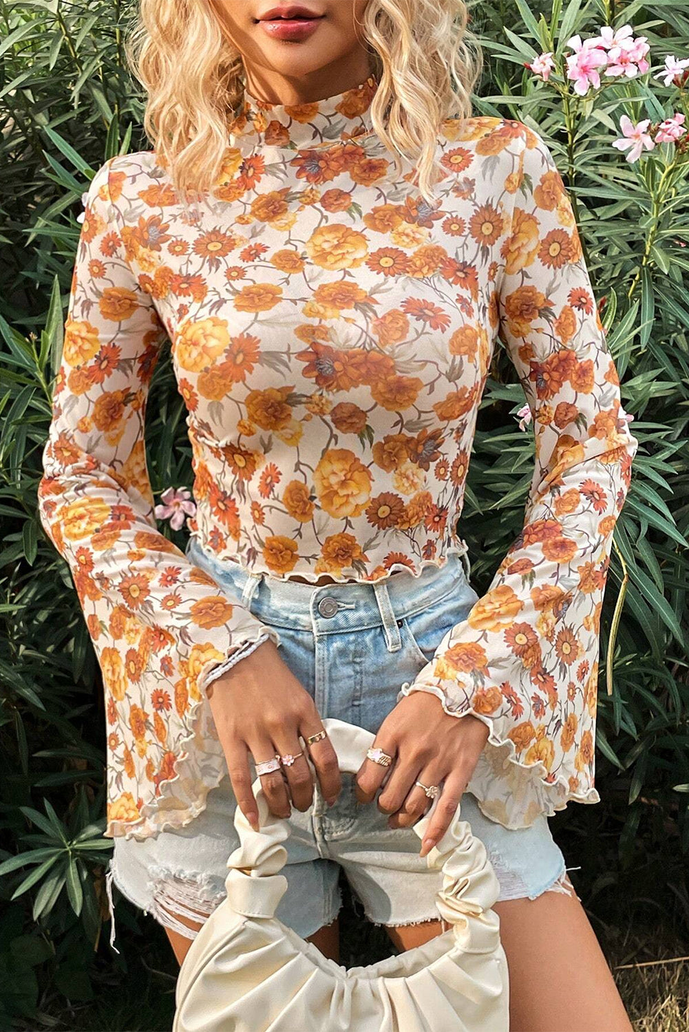 Floral Bell Sleeve Blouse