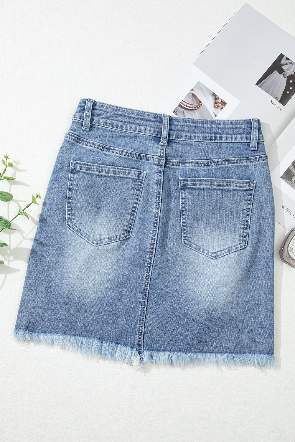 Denim Glitter Heart Mini Skirt