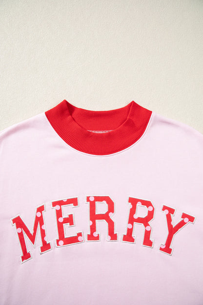 COWBOY/MERRY Polka Dot Letter Print Sweatshirt