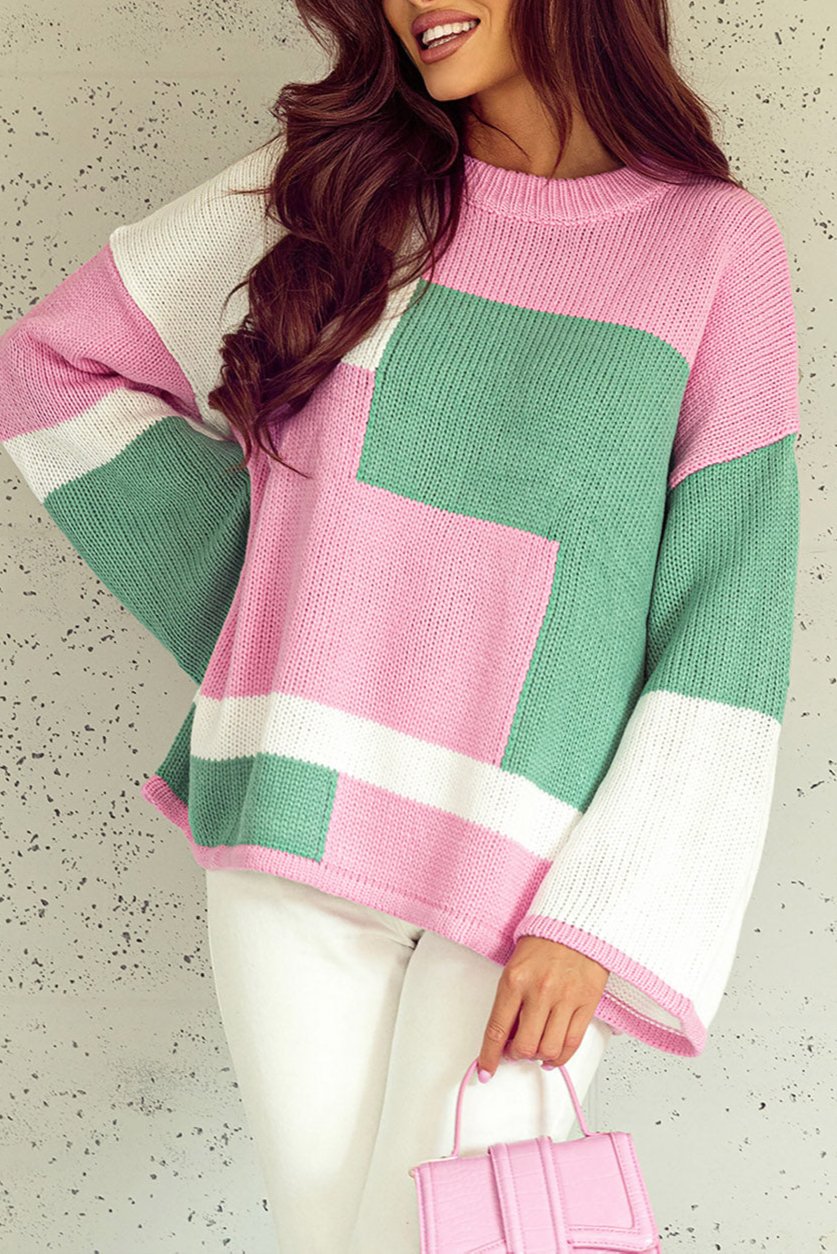 Colorblock Bell Sleeve Sweater