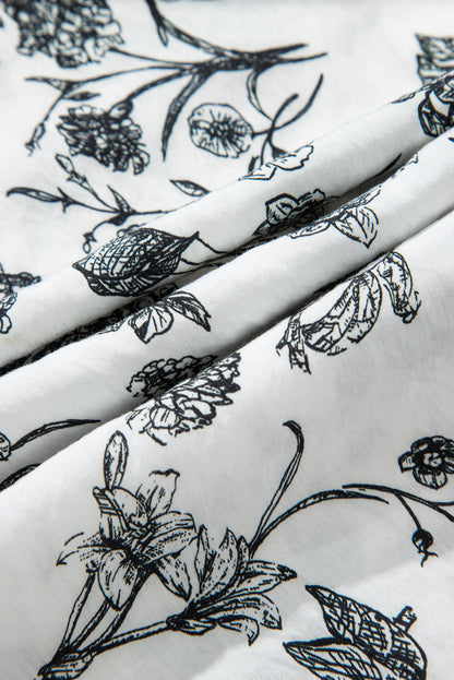 Plus Size Floral Ruffle Sleeve Midi Dress