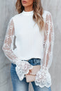 Contrast Lace Sleeve Textured Blouse