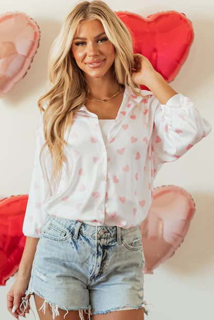 Valentine Heart Long Sleeve Buttoned Shirt