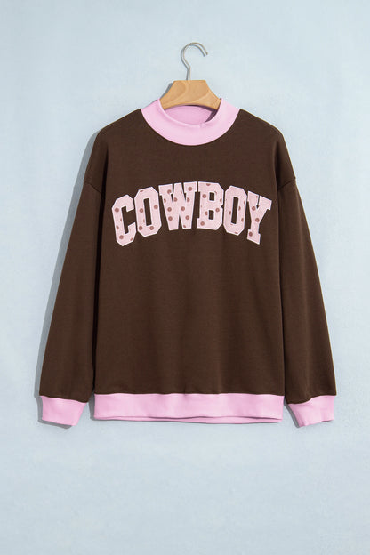 COWBOY/MERRY Polka Dot Letter Print Sweatshirt