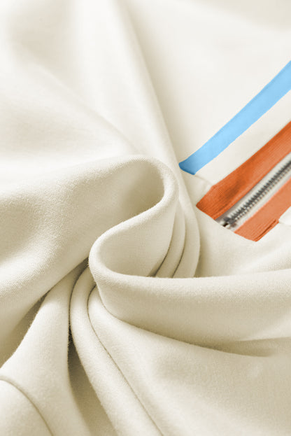 Stripe Patchwork Quarter-Zip Pullover and Pant Set