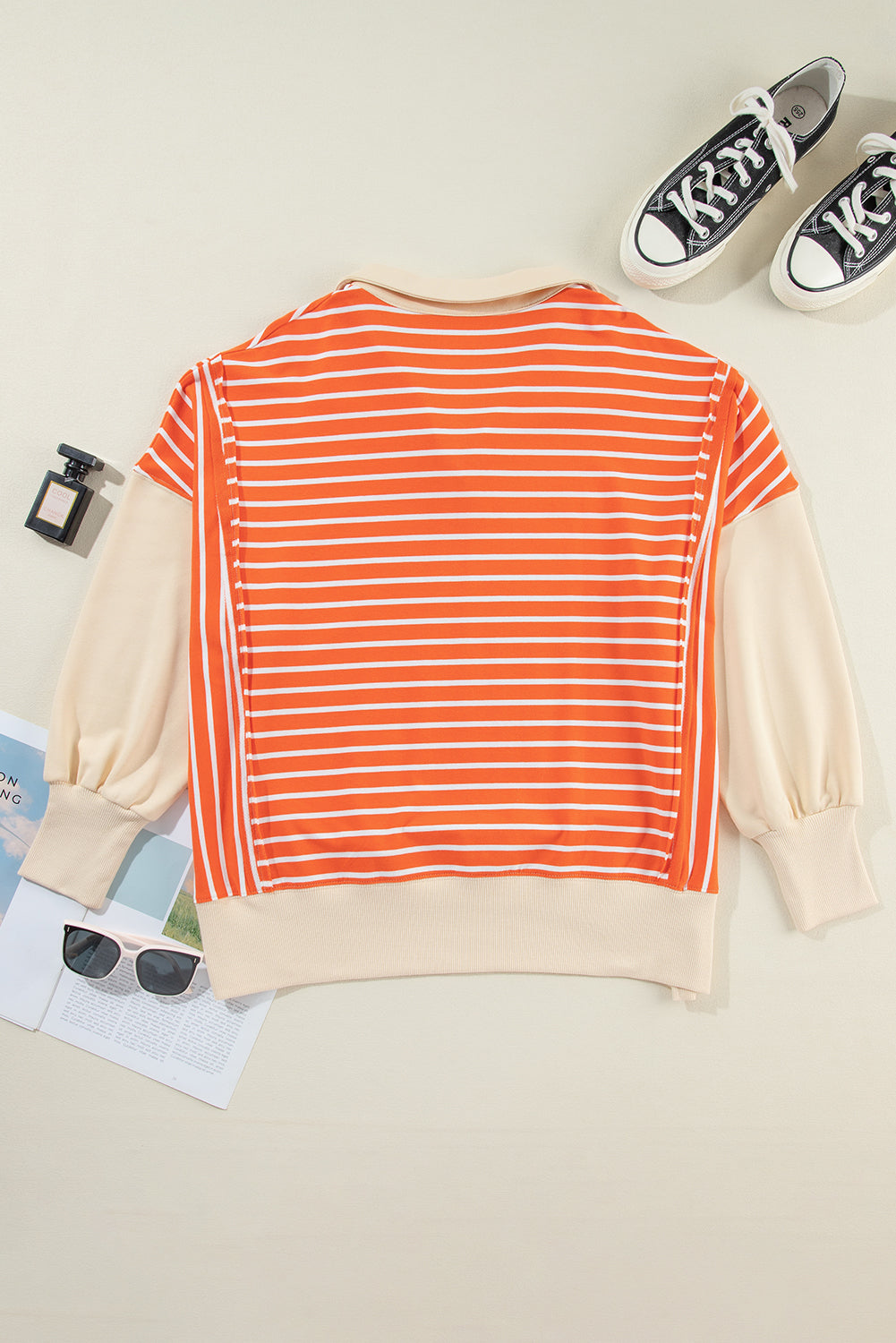 Stripe Colorblock Drop Shoulder Sweatshirt