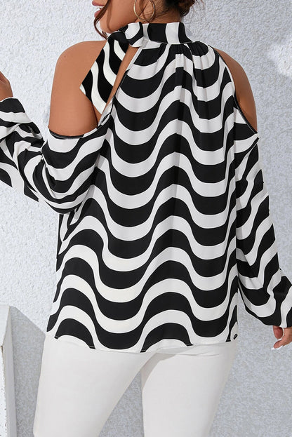 Stripe Cold Shoulder Blouse Plus Size