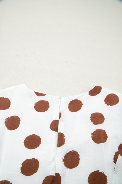 Polka Dot V-Neck Short Sleeve Midi Dress