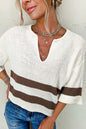 Stripe V-Neck Cropped Sweater T-Shirt