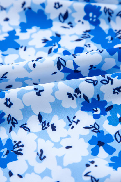 Floral Ruffle Strap Lace-Up One Piece Swimsuit