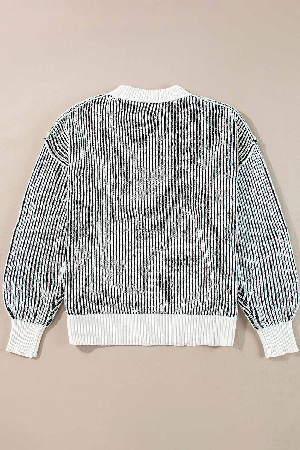 Stripe Contrast Trim Sweater